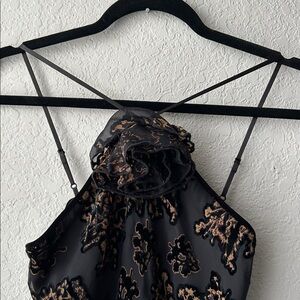 Antonio Melani Bernice Floral Burnout 3D Rosette Halter Neck Sleeveless Dress